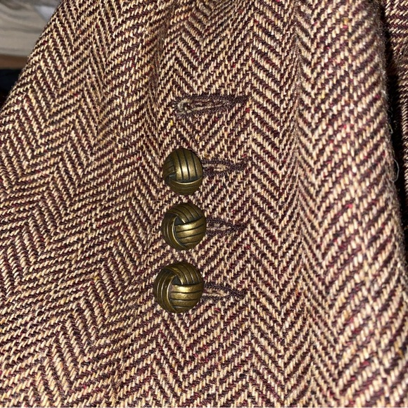 🍂 H&M BROWN HERRINGBONE WOOL BLEND BLAZER JACKET! - Picture 14 of 15